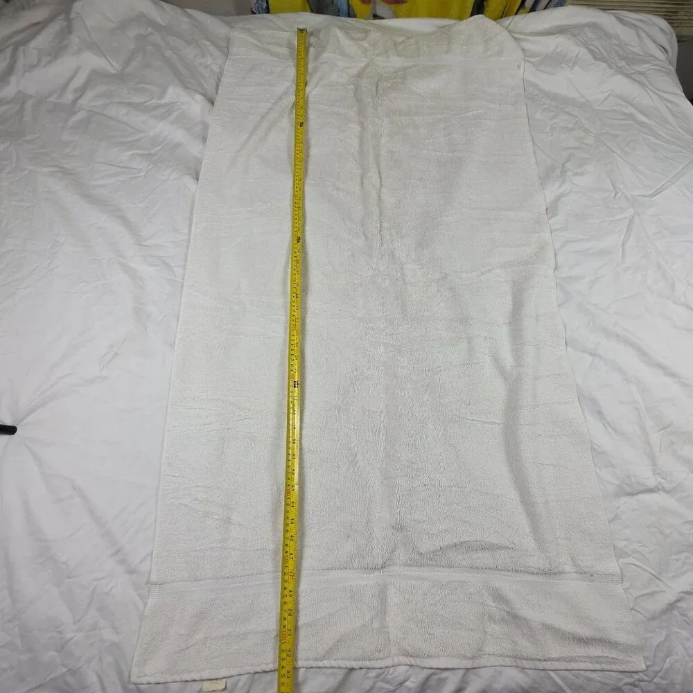 Vintage Stevens White Bath Towel 53x30 Made In USA Summer Solid